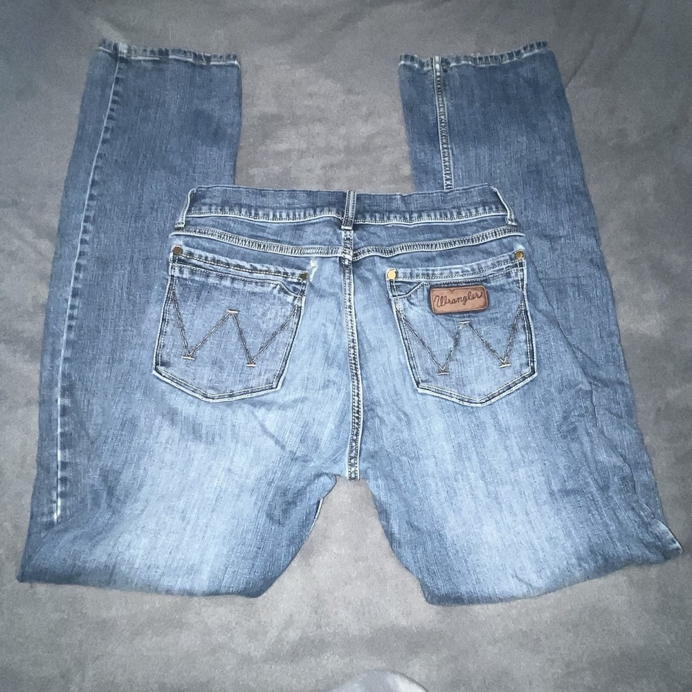 Wrangler Retro Slim Boot Jeans Denim Cowboy Western 32x38 Hole @ Back Pocket